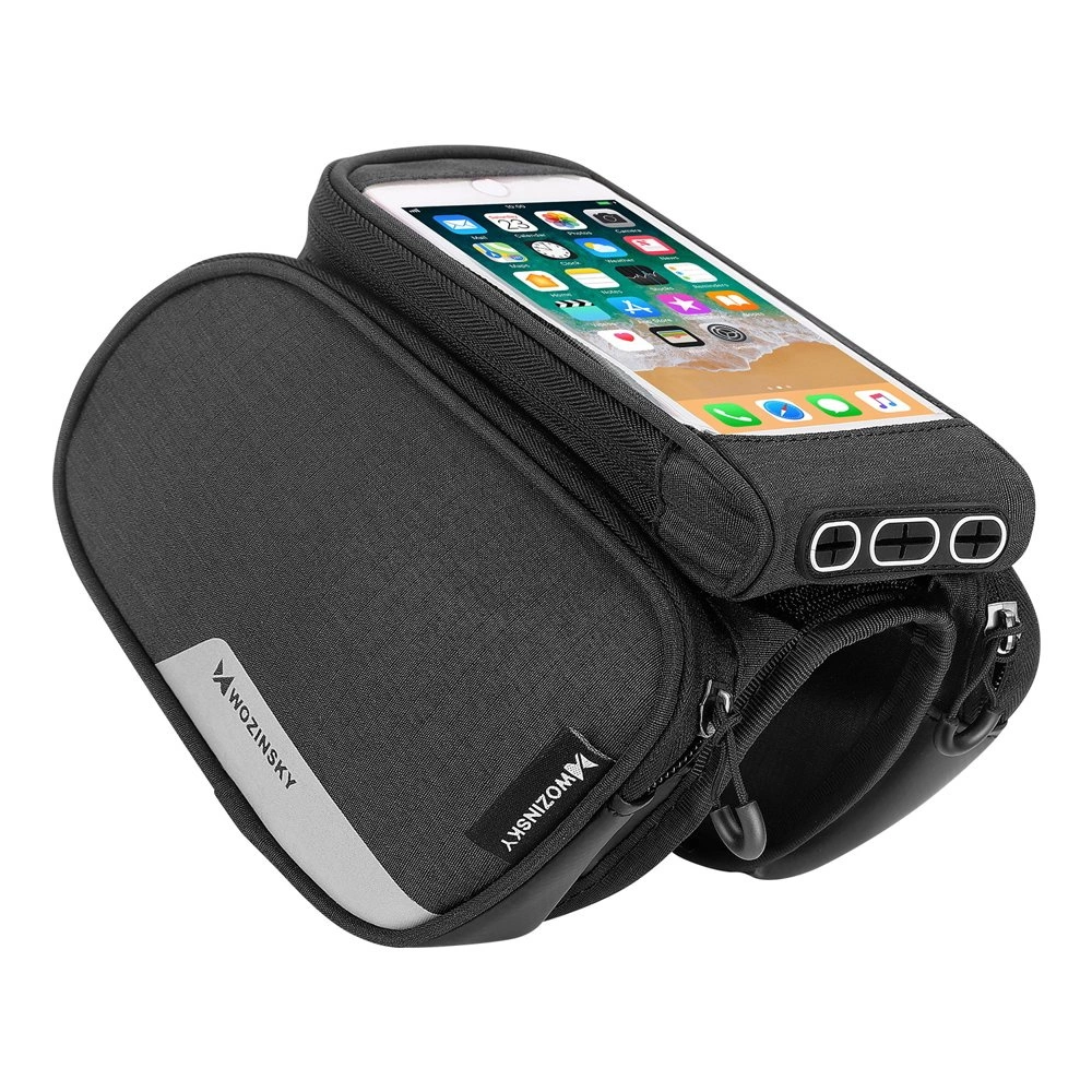 Wozinsky frame bike bag + detachable phone cover up to 6.5 "1.5l black (WBB7BK)eng