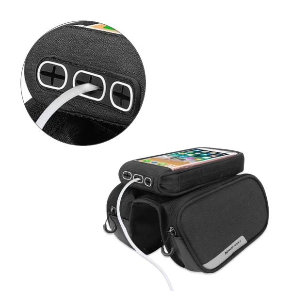 Wozinsky frame bike bag + detachable phone cover up to 6.5 "1.5l black (WBB7BK)eng