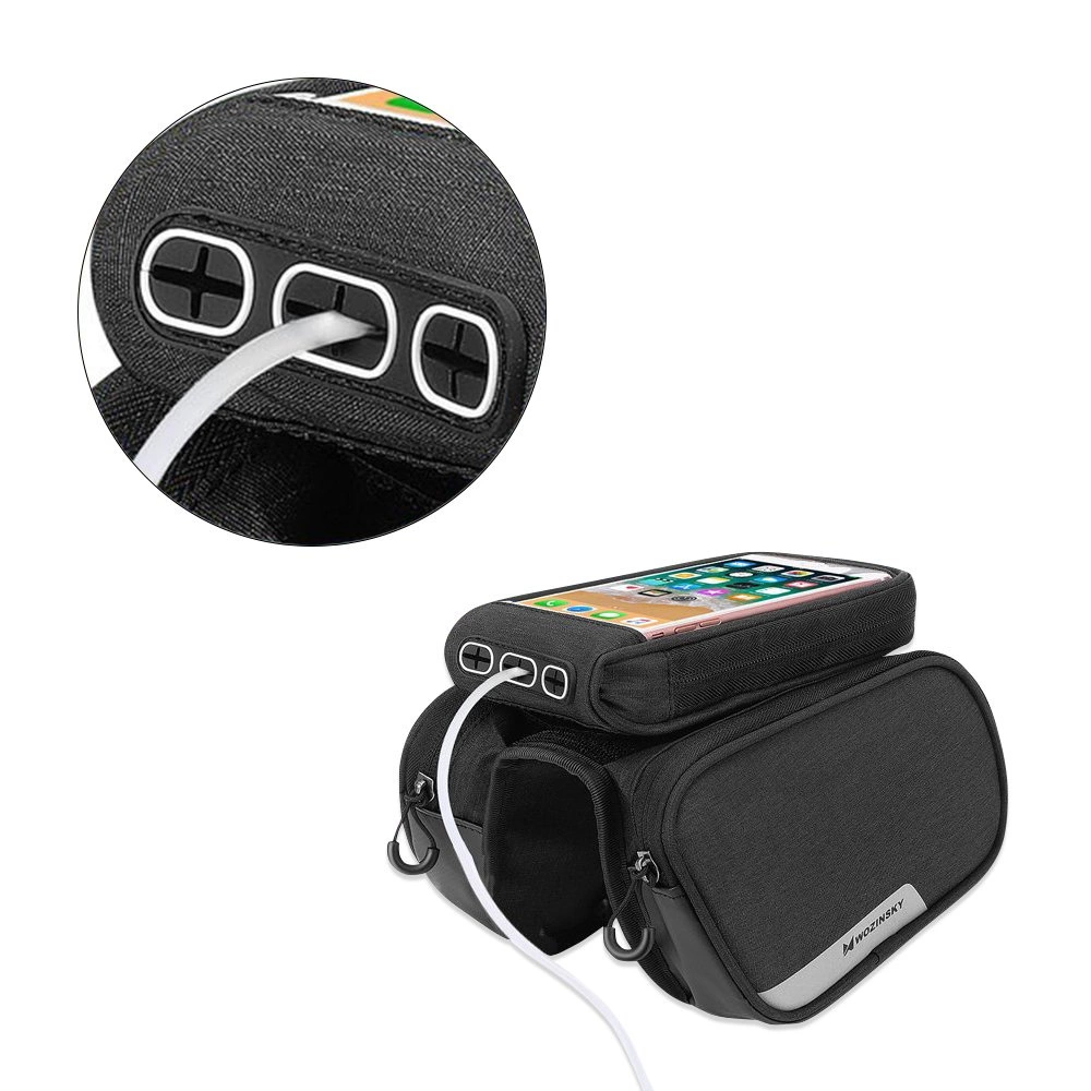 Wozinsky frame bike bag + detachable phone cover up to 6.5 "1.5l black (WBB7BK)eng