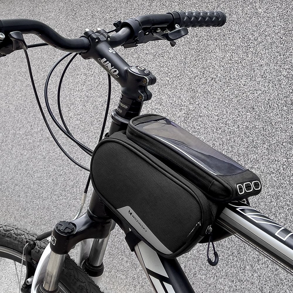 Wozinsky frame bike bag + detachable phone cover up to 6.5 "1.5l black (WBB7BK)eng