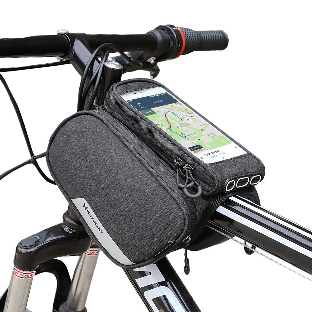 Wozinsky frame bike bag + detachable phone cover up to 6.5 "1.5l black (WBB7BK)eng