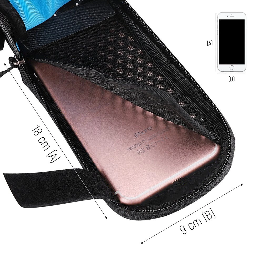 Wozinsky frame bike bag + detachable phone cover up to 6.5 "1.5l black (WBB7BK)eng