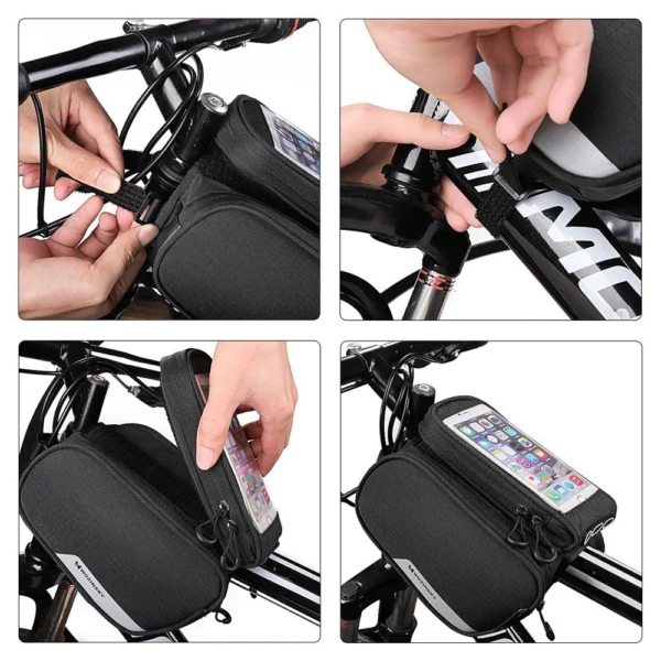 Wozinsky frame bike bag + detachable phone cover up to 6.5 "1.5l black (WBB7BK)eng