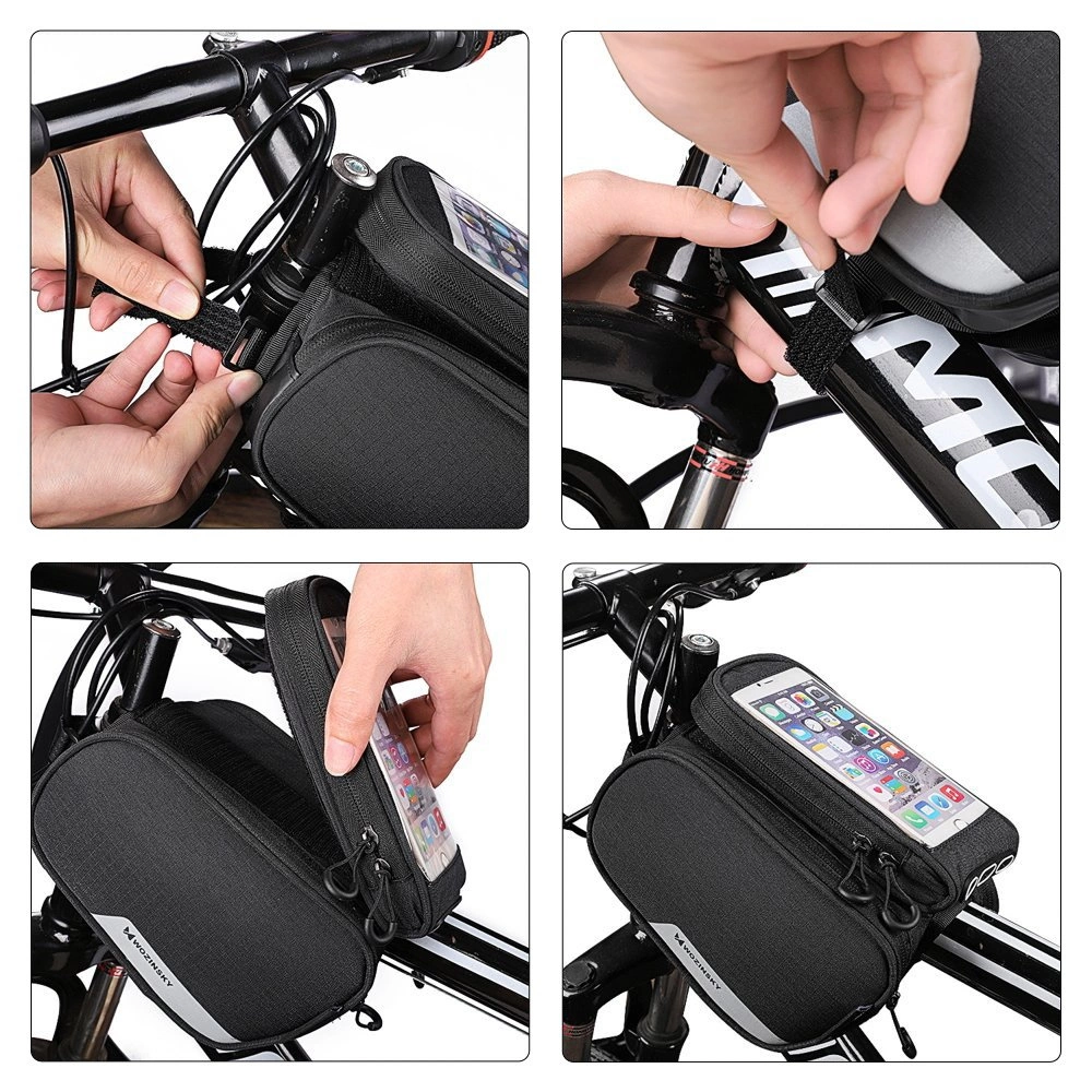 Wozinsky frame bike bag + detachable phone cover up to 6.5 "1.5l black (WBB7BK)eng