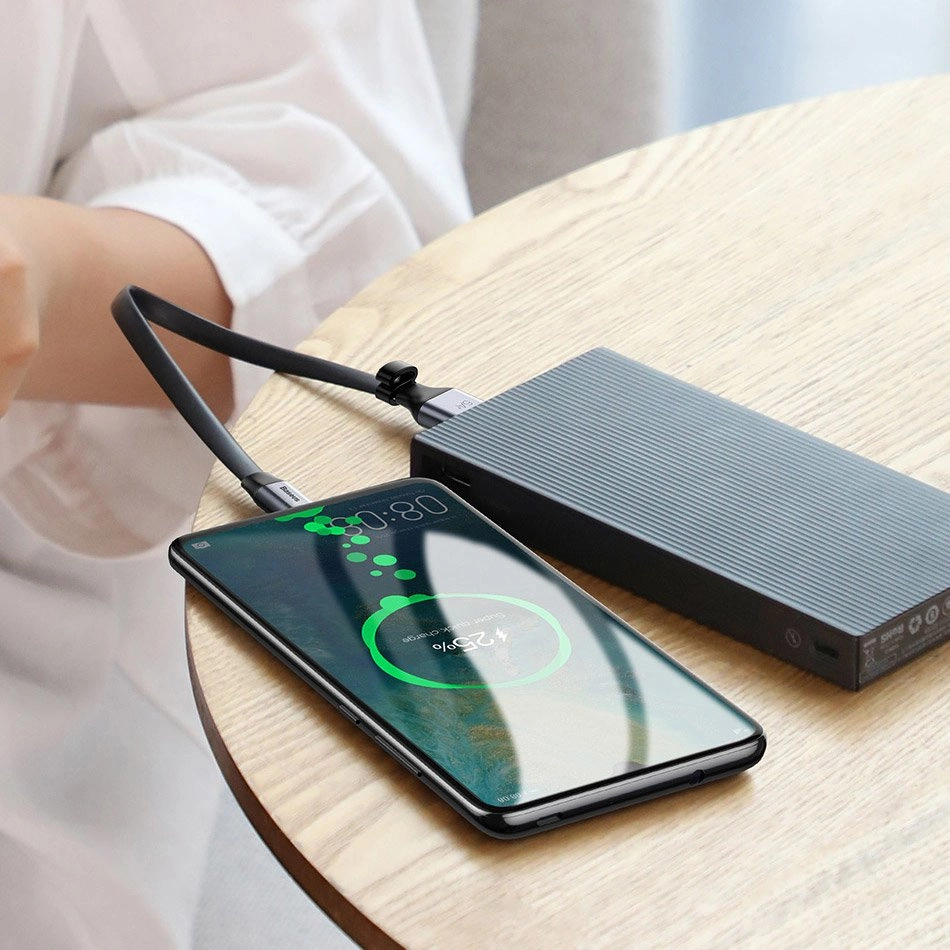 Baseus Simple flat cable USB cable / USB Type C SuperCharge 5A 40W Quick Charge 3.0 QC 3.0 23cm gray (CATMBJ-BG1)eng
