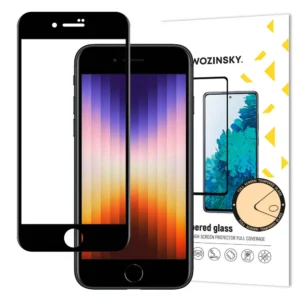 Wozinsky Super Durable Full Glue Tempered Glass Full Screen with Frame Case Friendly iPhone SE 2022 / SE 2020 / iPhone 8 / iPhone 7 Blackeng