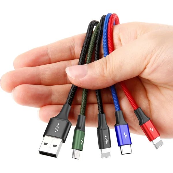 Baseus cable USB 4in1 2x Lightning / USB Type C / micro USB cable in nylon braid 3.5A 1.2m black (CA1T4-A01)eng