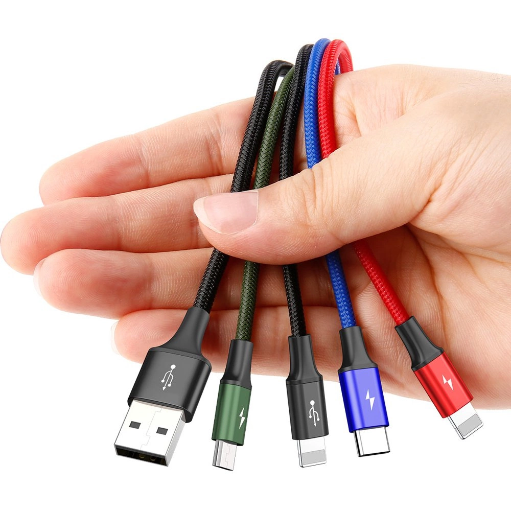 Baseus cable USB 4in1 2x Lightning / USB Type C / micro USB cable in nylon braid 3.5A 1.2m black (CA1T4-A01)eng