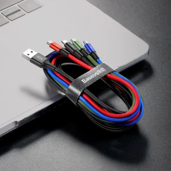Baseus cable USB 4in1 2x Lightning / USB Type C / micro USB cable in nylon braid 3.5A 1.2m black (CA1T4-A01)eng