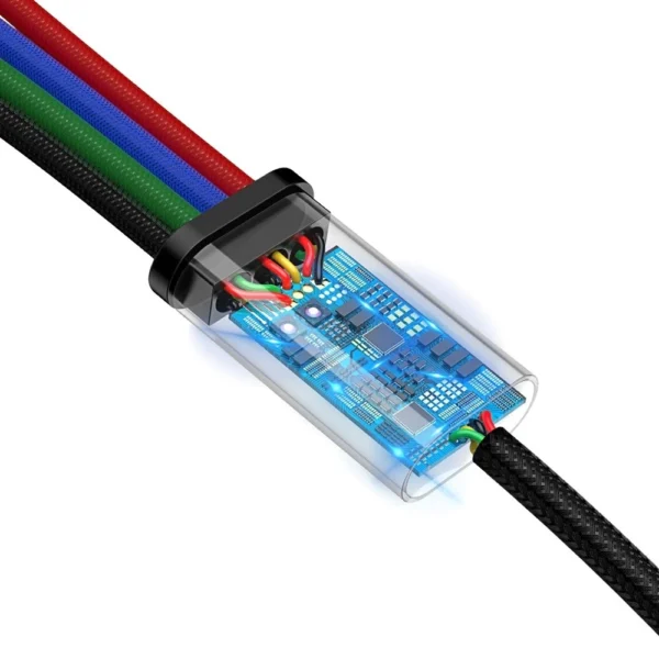 Baseus cable USB 4in1 2x Lightning / USB Type C / micro USB cable in nylon braid 3.5A 1.2m black (CA1T4-A01)eng