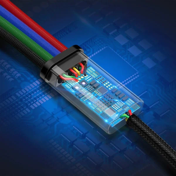 Baseus cable USB 4in1 2x Lightning / USB Type C / micro USB cable in nylon braid 3.5A 1.2m black (CA1T4-A01)eng