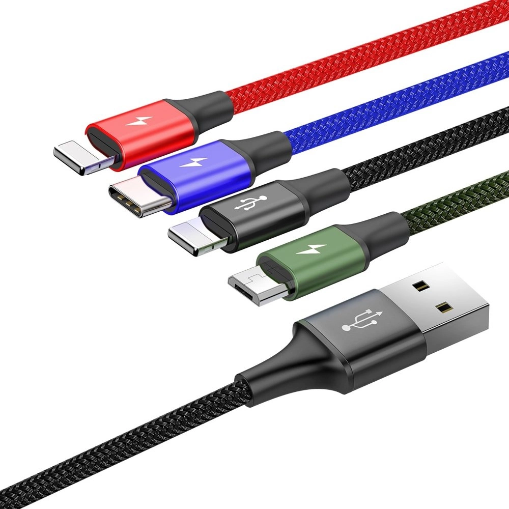 Baseus cable USB 4in1 2x Lightning / USB Type C / micro USB cable in nylon braid 3.5A 1.2m black (CA1T4-A01)eng