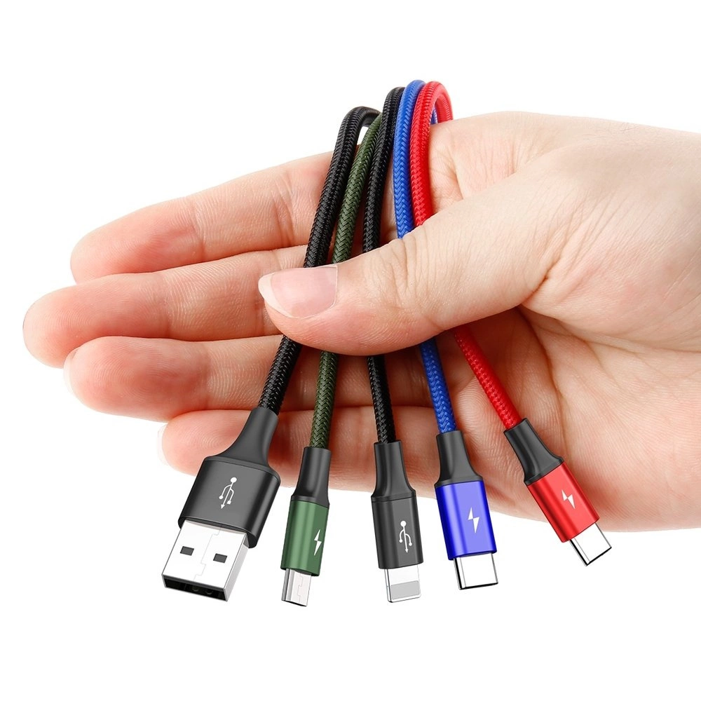 Baseus cable USB 4in1 Lightning / 2x USB Type C / micro USB cable in nylon braid 3.5A 1.2m black (CA1T4-B01)eng