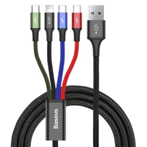 Baseus cable USB 4in1 Lightning / 2x USB Type C / micro USB cable in nylon braid 3.5A 1.2m black (CA1T4-B01)eng