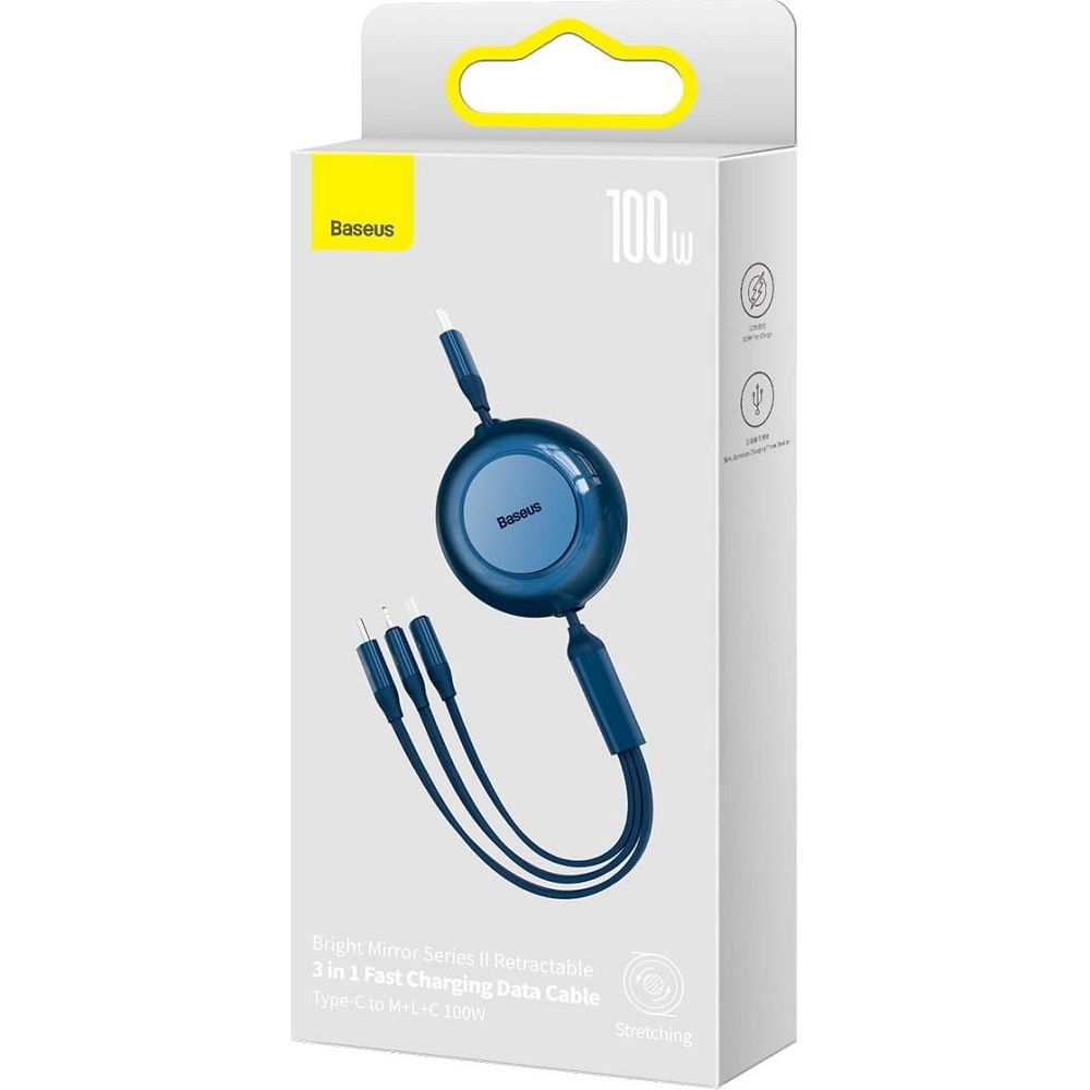BASEUS cable 3in1 Type C to Micro USB / Lightning / Type C PD QC4.0 3,5A 100W CAMJ010203 1,1 blue