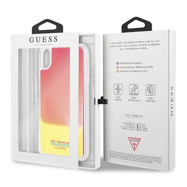 Guess GUHCI65GLCPI iPhone Xs Max różowy /pink hard case California Glow in the darkeng