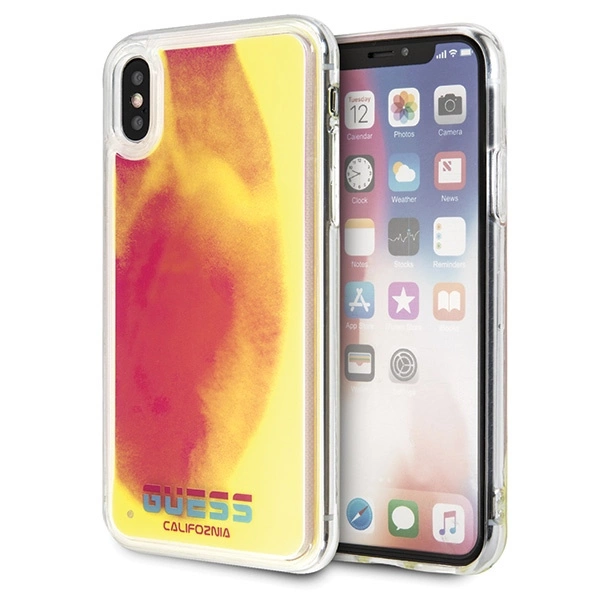 Guess GUHCPXGLCPI iPhone X/Xs różowy /pink hard case California Glow in the darkeng