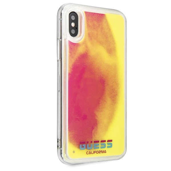 Guess GUHCPXGLCPI iPhone X/Xs różowy /pink hard case California Glow in the darkeng