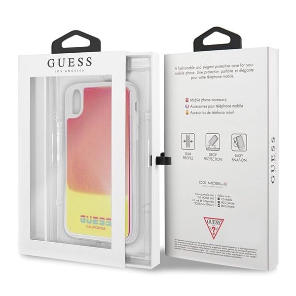 Guess GUHCPXGLCPI iPhone X/Xs różowy /pink hard case California Glow in the darkeng