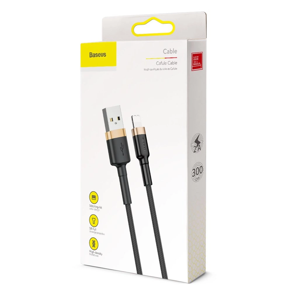 Baseus Cafule USB-A / Lightning 2A QC 3.0 cable 3 m - black and goldeng