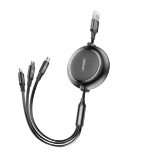 Baseus Golden Loop 3in1 extendable cable USB - micro USB / Lightning / USB-C 3.5A 35cm - 120cm black (CAMLT-JH01)eng