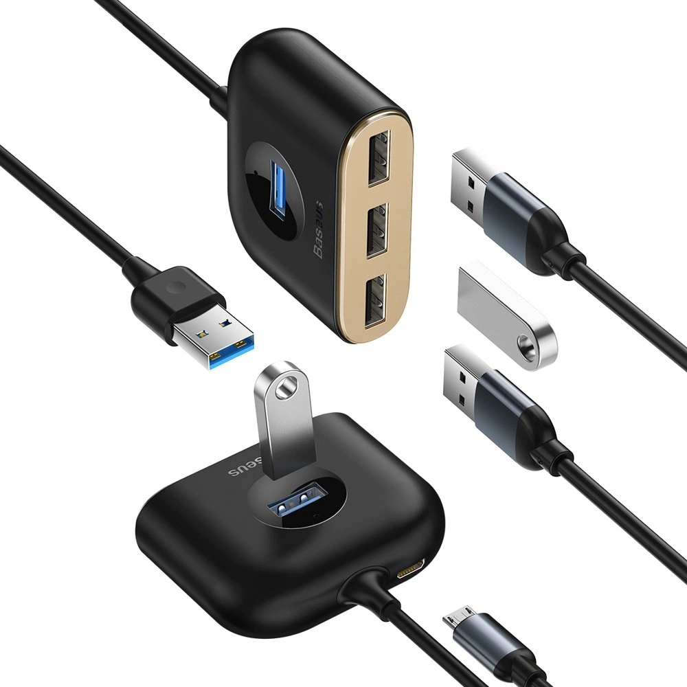 HUB Baseus Square USB-A to 1x USB-A 3.2 Gen 1 / 3x USB 2.0 with 1m cable - blackeng