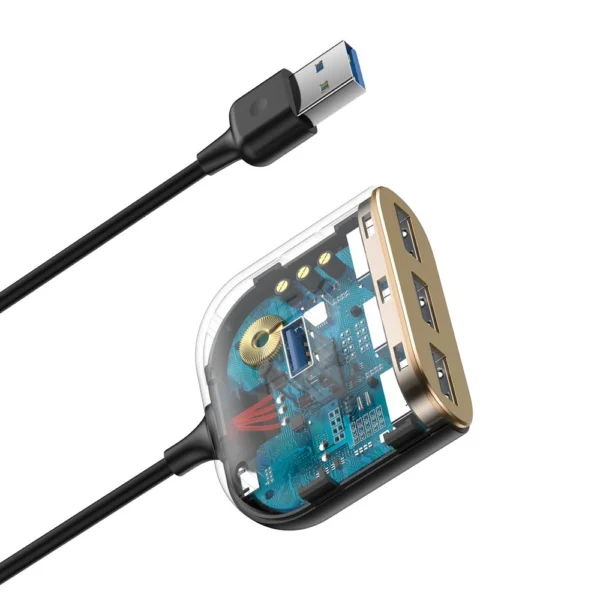 HUB Baseus Square USB-A to 1x USB-A 3.2 Gen 1 / 3x USB 2.0 with 1m cable - blackeng