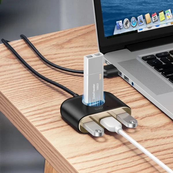 HUB Baseus Square USB-A to 1x USB-A 3.2 Gen 1 / 3x USB 2.0 with 1m cable - blackeng