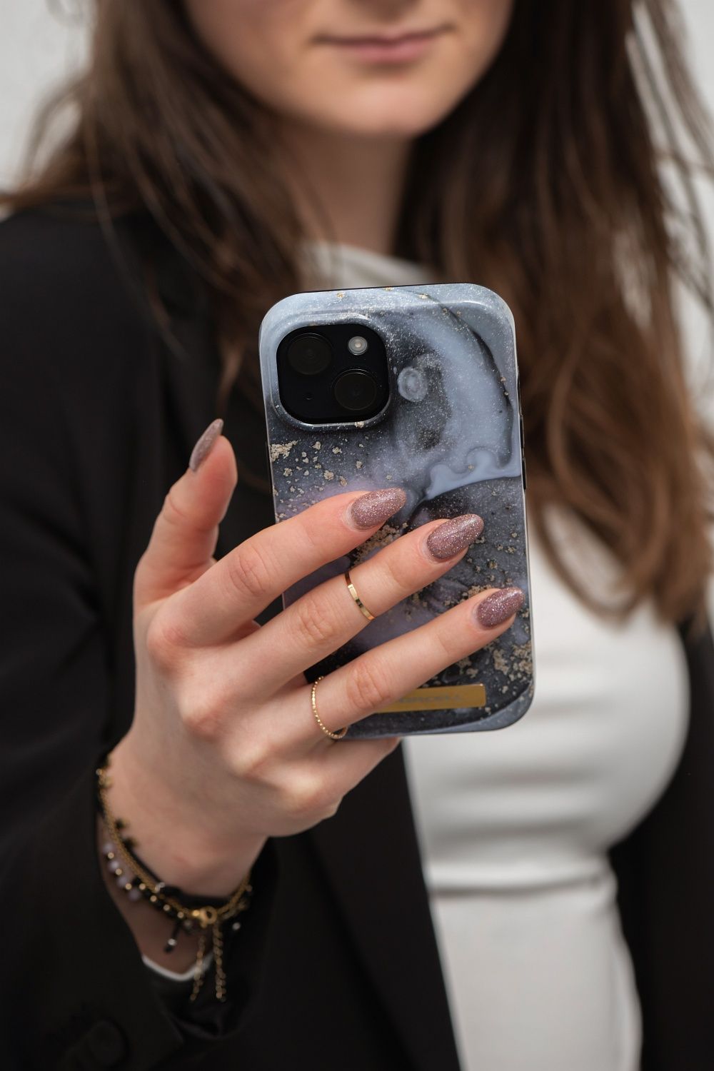 FORCELL F-PROTECT Mirage case compatible with MagSafe for IPHONE 15 PRO marble mist