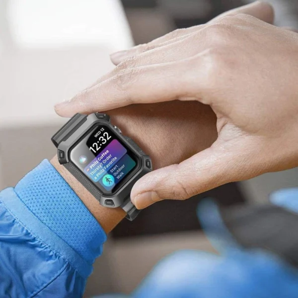 Supcase Unicorn Beetle Pro Case with Strap for Apple Watch 4/5/6/7/8/SE (44/45 mm) - Blackeng