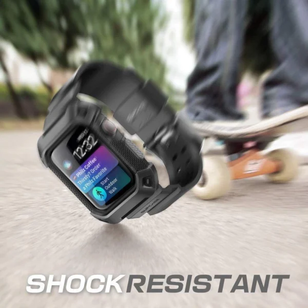 Supcase Unicorn Beetle Pro Case with Strap for Apple Watch 4/5/6/7/8/SE (44/45 mm) - Blackeng