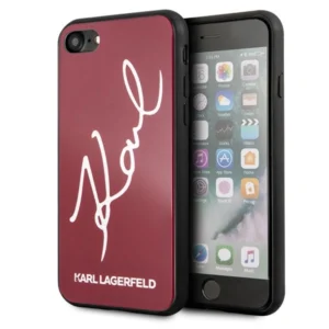 Karl Lagerfeld KLHCI8DLKSRE iPhone 7/8 SE 2020 / SE 2022 czerwony/red hard case Signature Glittereng