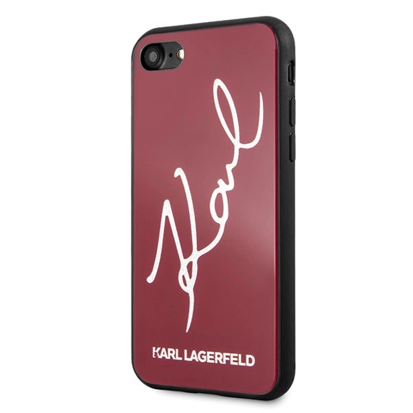 Karl Lagerfeld KLHCI8DLKSRE iPhone 7/8 SE 2020 / SE 2022 czerwony/red hard case Signature Glittereng