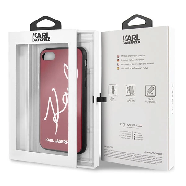 Karl Lagerfeld KLHCI8DLKSRE iPhone 7/8 SE 2020 / SE 2022 czerwony/red hard case Signature Glittereng