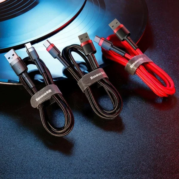 Baseus Cafule Cable Durable Nylon Cable USB / USB-C QC3.0 2A 2M Black-Red (CATKLF-C91)eng