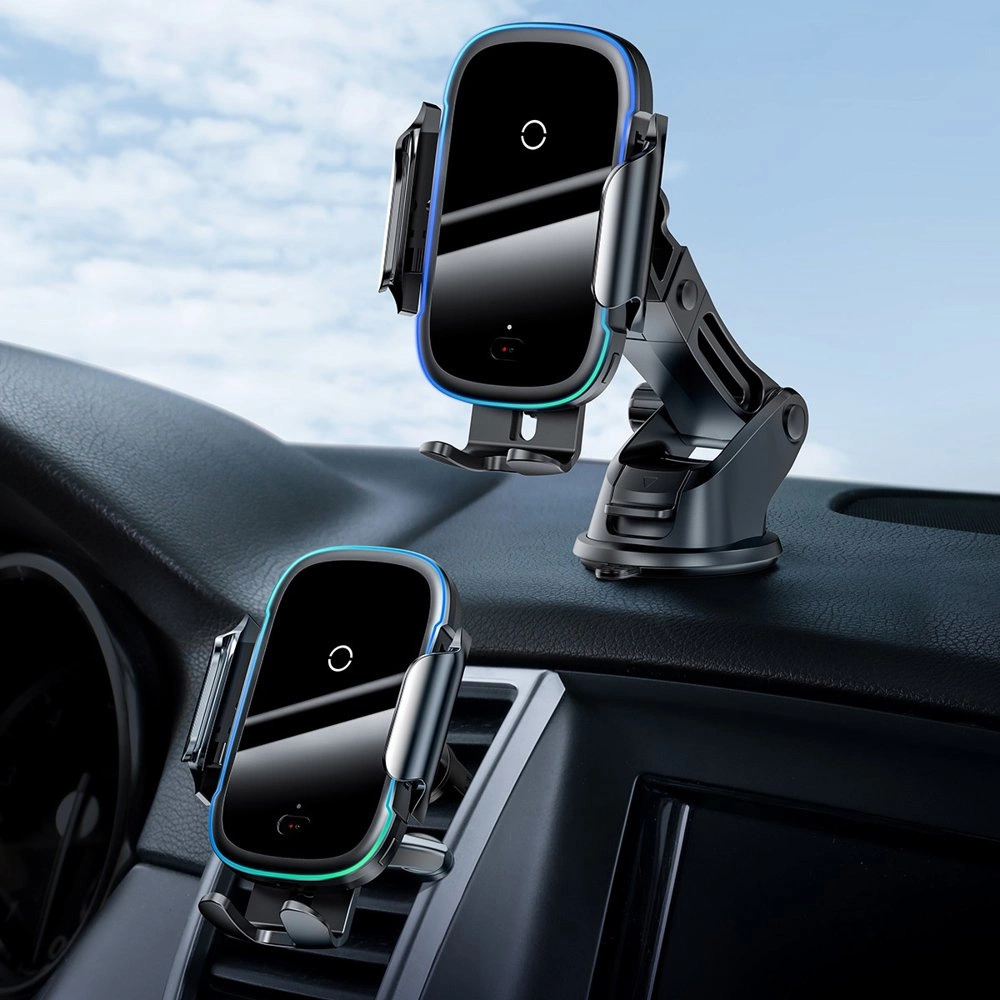 Baseus Automatic Electric Car Holder Qi Wireless Charger 15W Black (WXHW03-01)eng