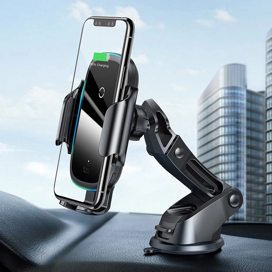 Baseus Automatic Electric Car Holder Qi Wireless Charger 15W Black (WXHW03-01)eng