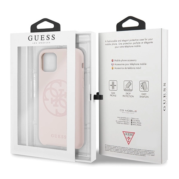 Guess GUHCN58LS4GLP iPhone 11 Pro light pink/light pink hard case Silicone 4G Tone On Toneeng
