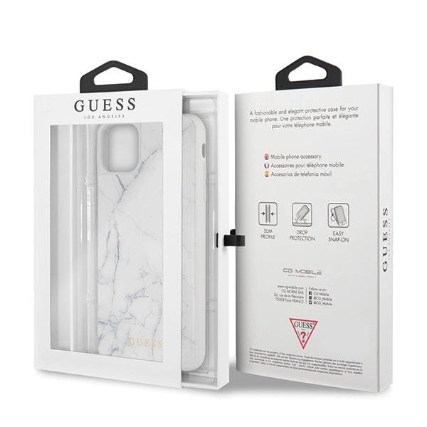 Guess GUHCN65HYMAWH iPhone 11 Pro Max white/white Marbleeng