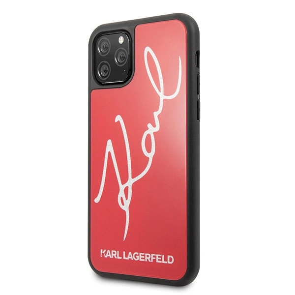 Karl Lagerfeld KLHCN58DLKSRE iPhone 11 Pro czerwony/red hard case Signature Glittereng