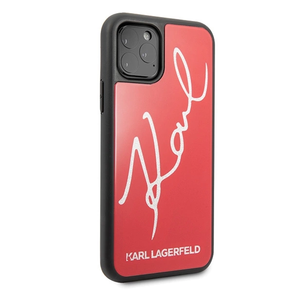 Karl Lagerfeld KLHCN58DLKSRE iPhone 11 Pro czerwony/red hard case Signature Glittereng