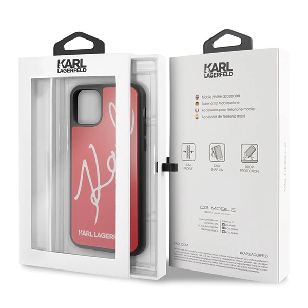 Karl Lagerfeld KLHCN58DLKSRE iPhone 11 Pro czerwony/red hard case Signature Glittereng