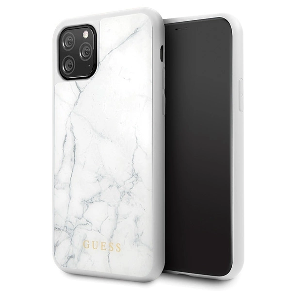 Guess GUHCN58HYMAWH iPhone 11 Pro biały/white Marbleeng
