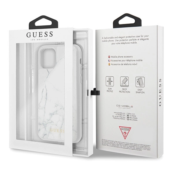 Guess GUHCN58HYMAWH iPhone 11 Pro biały/white Marbleeng