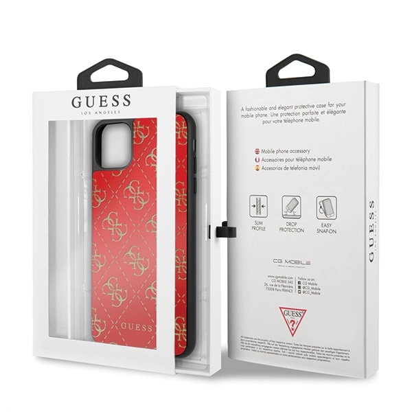 Guess GUHCN654GGPRE iPhone 11 Pro Max red/red hard case 4G Double Layer Glittereng