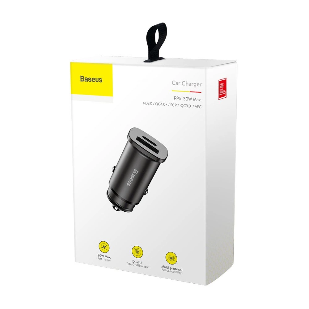 Baseus Square PPS smart car charger with USB Quick Charge 4.0 QC 4.0 and USB-C PD 3.0 SCP ports black (CCALL-AS01)eng