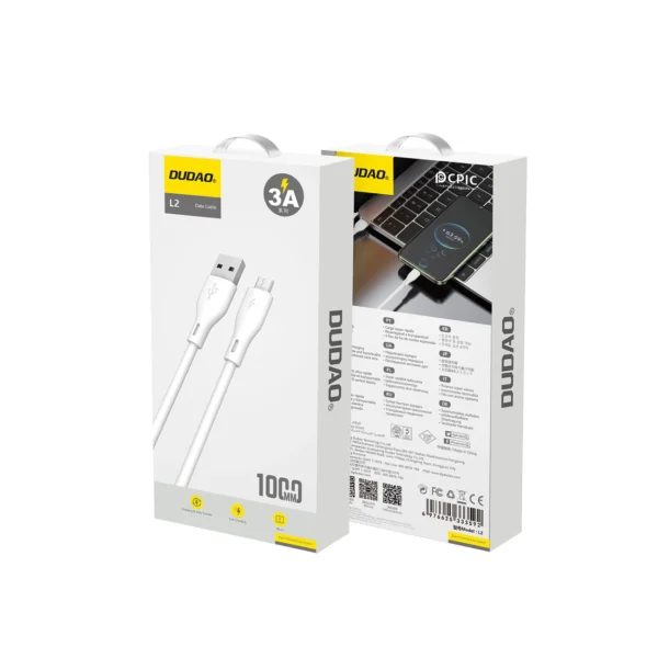 Dudao USB / micro USB 3A cable 1m white (L2M 1m white)eng