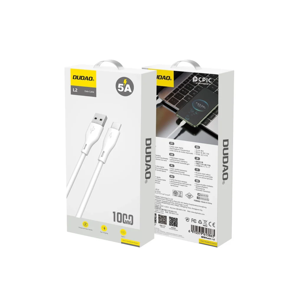 Dudao USB / USB Type C 5A 1m white (L2T 1m white)eng