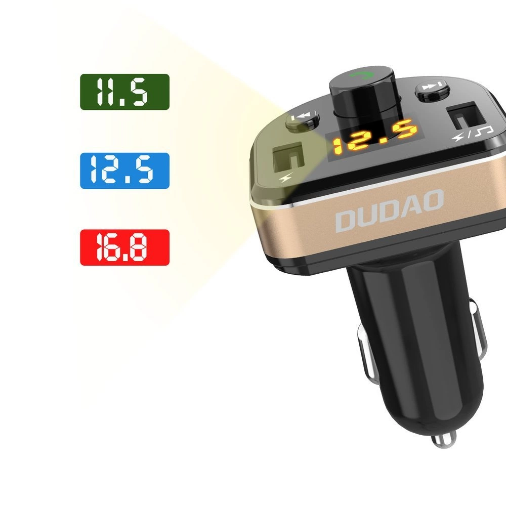 Dudao Bluetooth FM transmitter car charger MP3 3.1 A 2x USB black (R2Pro black)eng