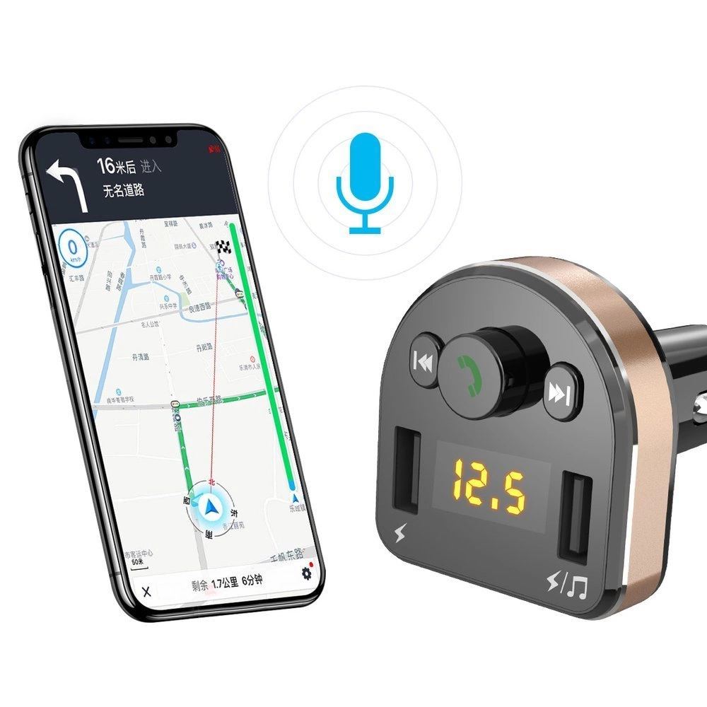 Dudao Bluetooth FM transmitter car charger MP3 3.1 A 2x USB black (R2Pro black)eng
